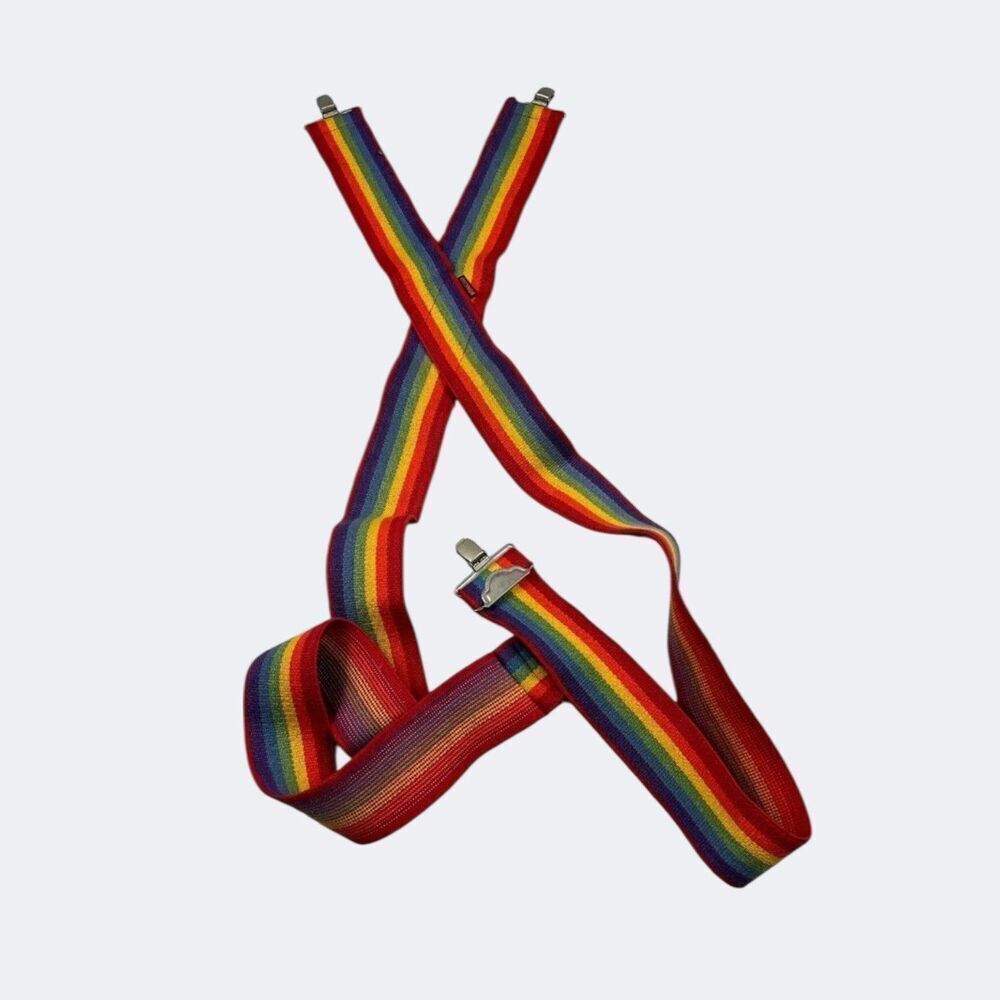 Honcho VTG  Rainbow Suspenders Pride Striped Adjustable Mork Mindy Costume Retro